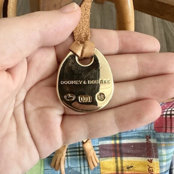 Dooney & Bourke Ants at Picnic Madras Plaid Canvas Leather Top Handle Bag Charm - Picture 13 of 14